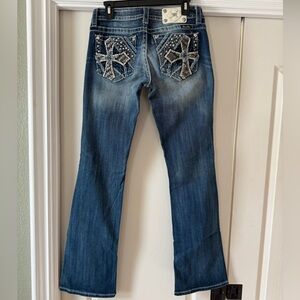 Miss Me Flare Blue Jeans with Wide Leg Design